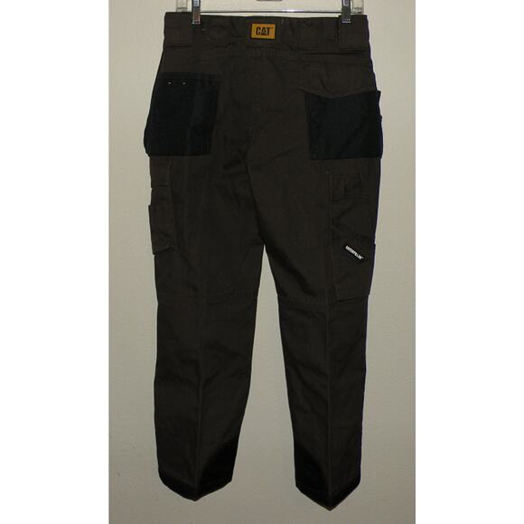 CAT H2O Defender Men's Canvas Cargo Pants 30 x 30 Brown Reinforced Knees - Picture 2 of 4